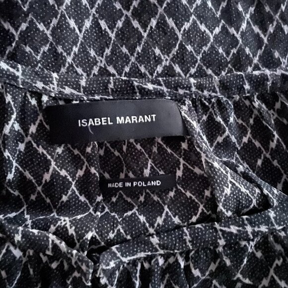 Isabel Marant Silk Printed Blouse - Geometric Grey & Off-White - Picture 4 of 11
